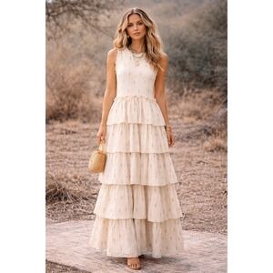 Alix of Bohemia Cabana Camelia Dress | Tiered Maxi | NWT | Size S